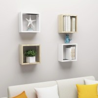 vidaXL Wall Cube Shelves 4 pcs White and Sonoma Oak 11.8