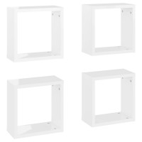 vidaXL Wall Cube Shelves 4 pcs High Gloss White 11.8