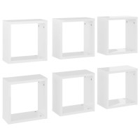 vidaXL Wall Cube Shelves 6 pcs High Gloss White 11.8