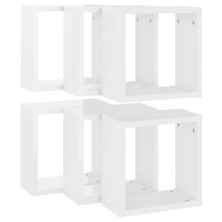 vidaXL Wall Cube Shelves 6 pcs High Gloss White 11.8