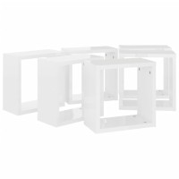 vidaXL Wall Cube Shelves 6 pcs High Gloss White 11.8