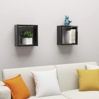 vidaXL Wall Cube Shelves 2 pcs High Gloss Black 11.8