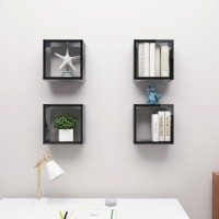 vidaXL Wall Cube Shelves 4 pcs High Gloss Black 11.8