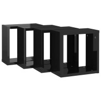 vidaXL Wall Cube Shelves 4 pcs High Gloss Black 11.8