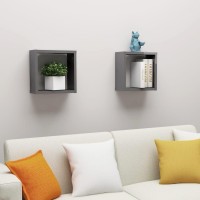 vidaXL Wall Cube Shelves 2 pcs High Gloss Gray 11.8