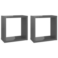 vidaXL Wall Cube Shelves 2 pcs High Gloss Gray 11.8