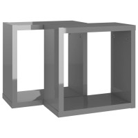 vidaXL Wall Cube Shelves 2 pcs High Gloss Gray 11.8