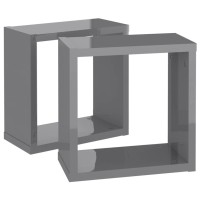 vidaXL Wall Cube Shelves 2 pcs High Gloss Gray 11.8