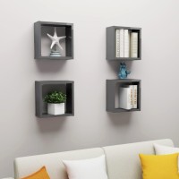 vidaXL Wall Cube Shelves 4 pcs High Gloss Gray 11.8