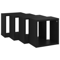 vidaXL Wall Cube Shelves 4 pcs Black 10.2