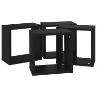 vidaXL Wall Cube Shelves 4 pcs Black 10.2