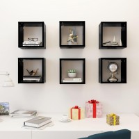 vidaXL Wall Cube Shelves 6 pcs Black 10.2