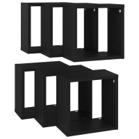 vidaXL Wall Cube Shelves 6 pcs Black 10.2