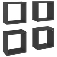 vidaXL Wall Cube Shelves 4 pcs Gray 10.2