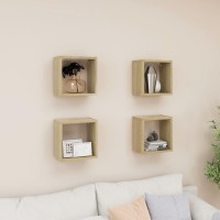 vidaXL Wall Cube Shelves 4 pcs Sonoma Oak 10.2