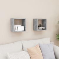 vidaXL Wall Cube Shelves 2 pcs Concrete Gray 10.2