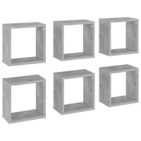 vidaXL Wall Cube Shelves 6 pcs Concrete Gray 10.2