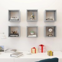 vidaXL Wall Cube Shelves 6 pcs Concrete Gray 10.2