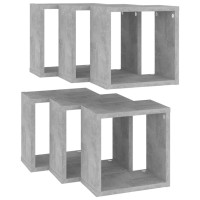 vidaXL Wall Cube Shelves 6 pcs Concrete Gray 10.2