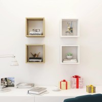 vidaXL Wall Cube Shelves 4 pcs White and Sonoma Oak 10.2