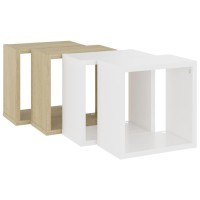 vidaXL Wall Cube Shelves 4 pcs White and Sonoma Oak 10.2