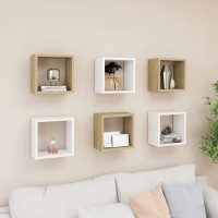 vidaXL Wall Cube Shelves 6 pcs White and Sonoma Oak 10.2