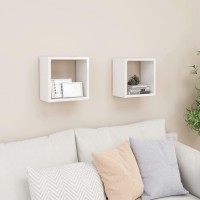 vidaXL Wall Cube Shelves 2 pcs High Gloss White 10.2