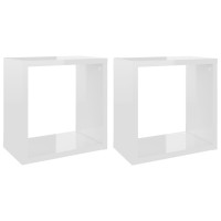 vidaXL Wall Cube Shelves 2 pcs High Gloss White 10.2