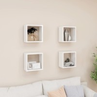 vidaXL Wall Cube Shelves 4 pcs High Gloss White 10.2