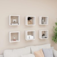 vidaXL Wall Cube Shelves 6 pcs High Gloss White 10.2