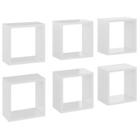 vidaXL Wall Cube Shelves 6 pcs High Gloss White 10.2