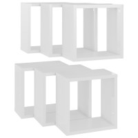 vidaXL Wall Cube Shelves 6 pcs High Gloss White 10.2