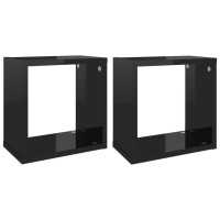 vidaXL Wall Cube Shelves 2 pcs High Gloss Black 10.2