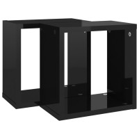 vidaXL Wall Cube Shelves 2 pcs High Gloss Black 10.2