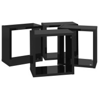 vidaXL Wall Cube Shelves 4 pcs High Gloss Black 10.2