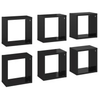 vidaXL Wall Cube Shelves 6 pcs High Gloss Black 10.2