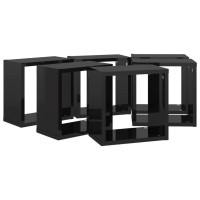 vidaXL Wall Cube Shelves 6 pcs High Gloss Black 10.2