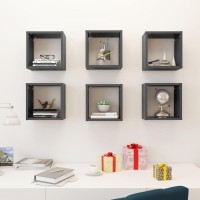 vidaXL Wall Cube Shelves 6 pcs High Gloss Gray 10.2