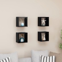 vidaXL Wall Cube Shelves 4 pcs Black 8.7