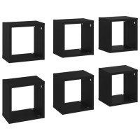 vidaXL Wall Cube Shelves 6 pcs Black 8.7