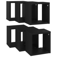 vidaXL Wall Cube Shelves 6 pcs Black 8.7