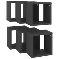 vidaXL Wall Cube Shelves 6 pcs Gray 8.7