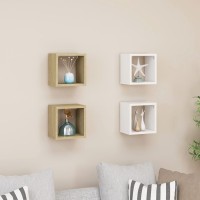 vidaXL Wall Cube Shelves 4 pcs White and Sonoma Oak 8.7