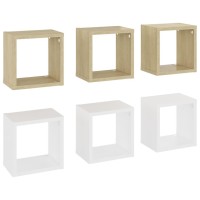 vidaXL Wall Cube Shelves 6 pcs White and Sonoma Oak 8.7