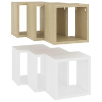 vidaXL Wall Cube Shelves 6 pcs White and Sonoma Oak 8.7