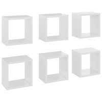 vidaXL Wall Cube Shelves 6 pcs High Gloss White 8.7