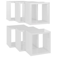 vidaXL Wall Cube Shelves 6 pcs High Gloss White 8.7