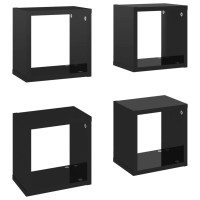 vidaXL Wall Cube Shelves 4 pcs High Gloss Black 8.7