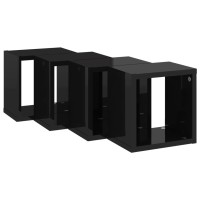 vidaXL Wall Cube Shelves 4 pcs High Gloss Black 8.7