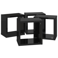 vidaXL Wall Cube Shelves 4 pcs High Gloss Black 8.7